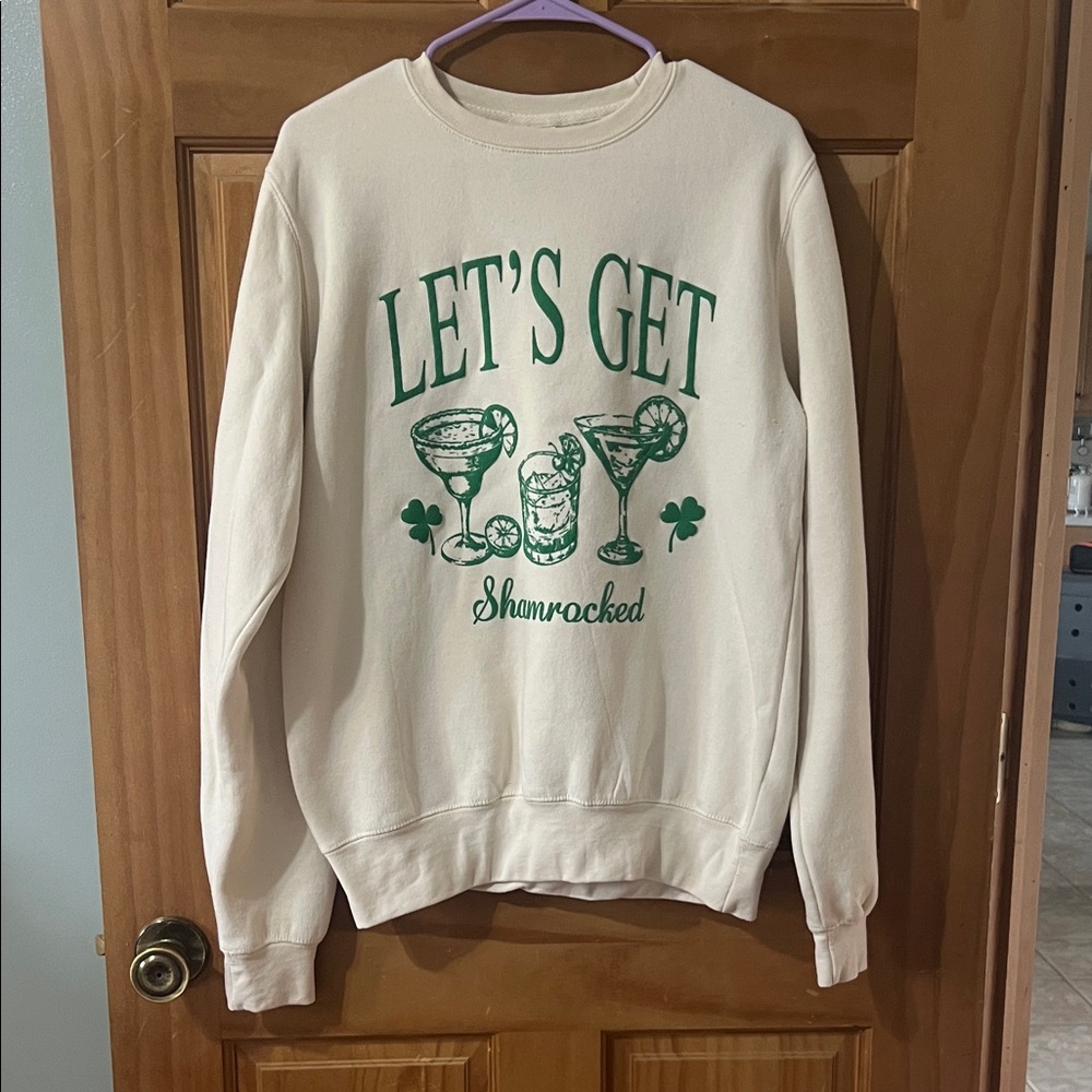 Cream 'Let's Get Shamrocked' Graphic Sweatshirt - Green Print